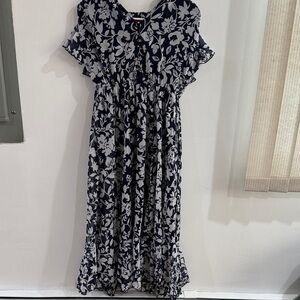 Floral Black and White Women's Dress